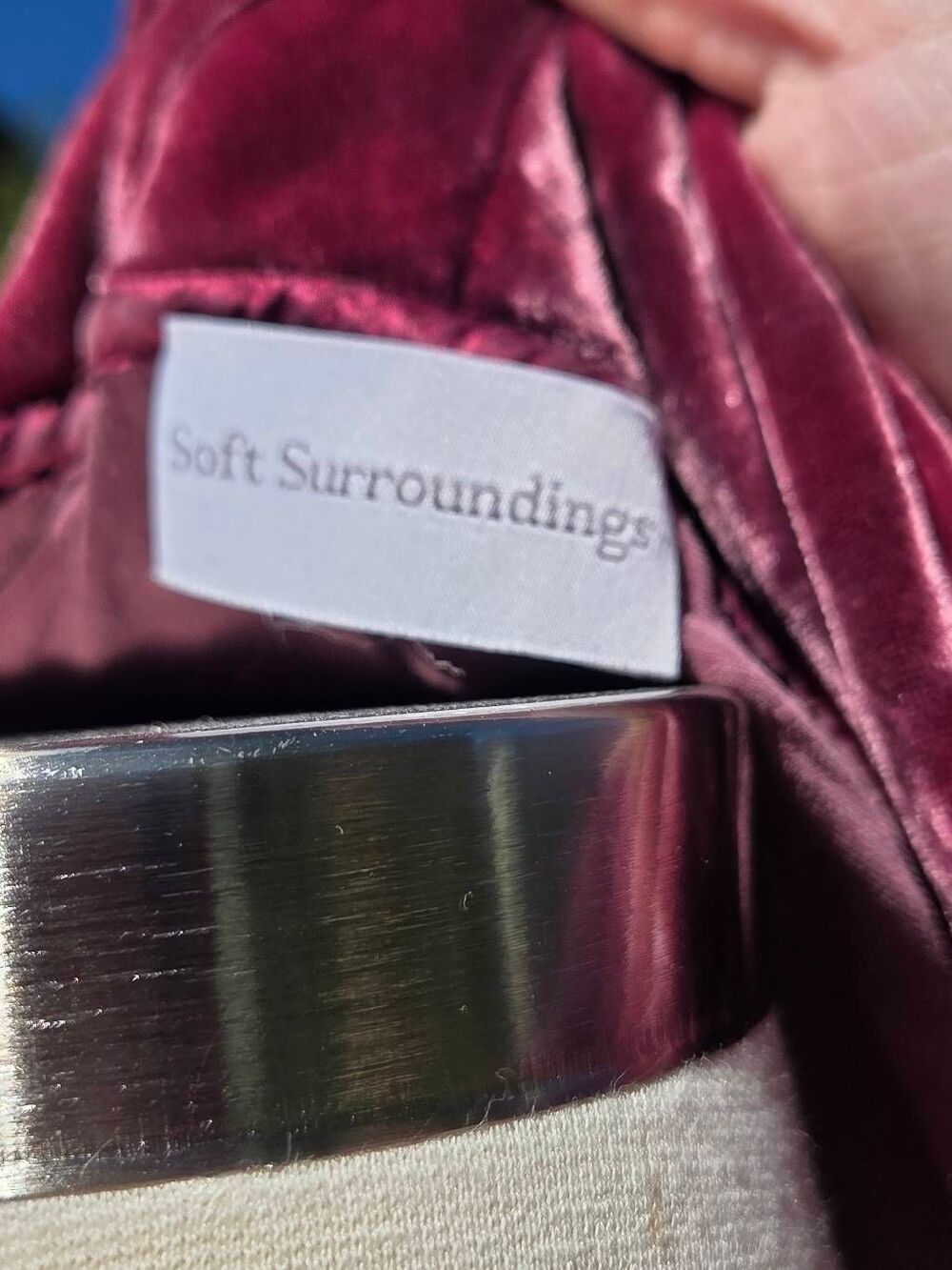Soft Surroundings Silk Blend Velvet Mulberry Mauve Robe Sz. M - Picture 5 of 7